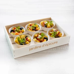 Dessert Salade de fruits frais du jour et fait maison à partager - Jardins d'Épicure traiteur artisanal et écoresponsable qui fait de livraison à Paris et Île de France